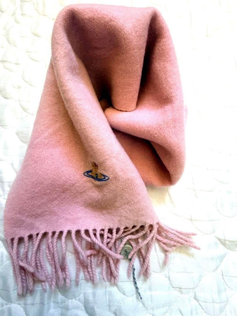 【未使用品】Vivienne Westwood ピンク フリンジ付きマフラー