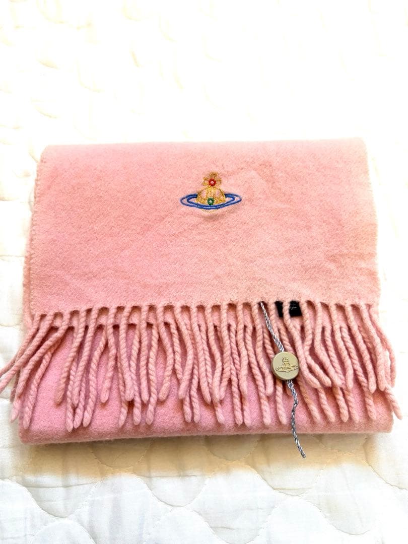 【未使用品】Vivienne Westwood ピンク フリンジ付きマフラー