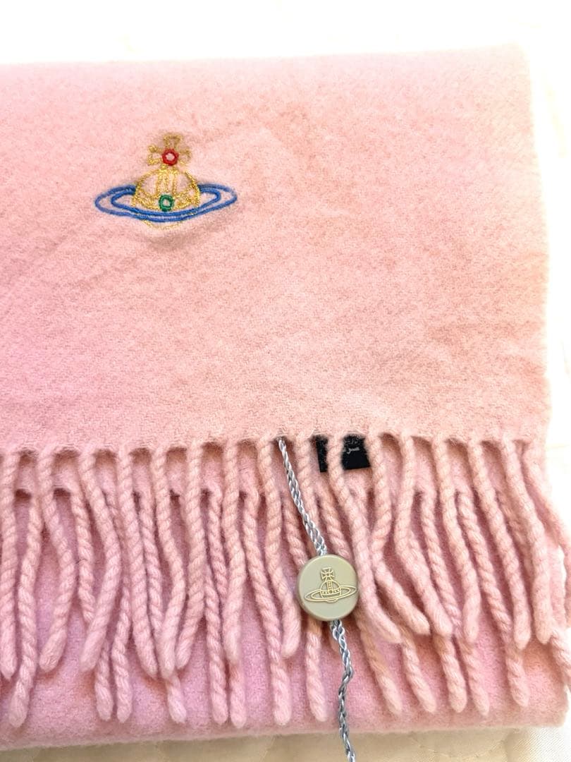 【未使用品】Vivienne Westwood ピンク フリンジ付きマフラー