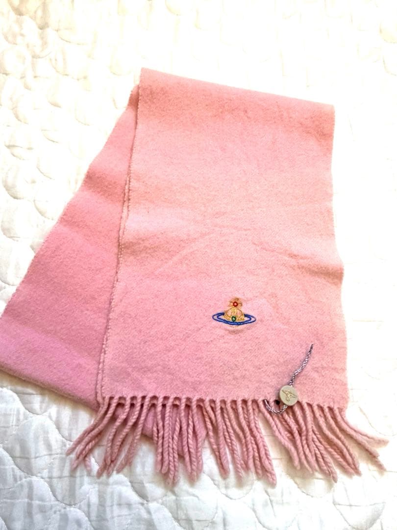 【未使用品】Vivienne Westwood ピンク フリンジ付きマフラー