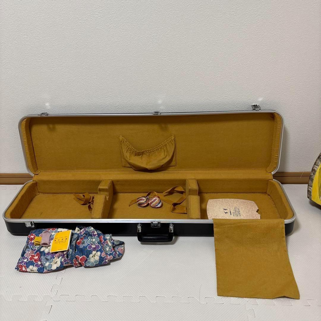 三味線 中棹 紅木 金細 綾杉胴 ハードケース 皮破れ 糸切れ