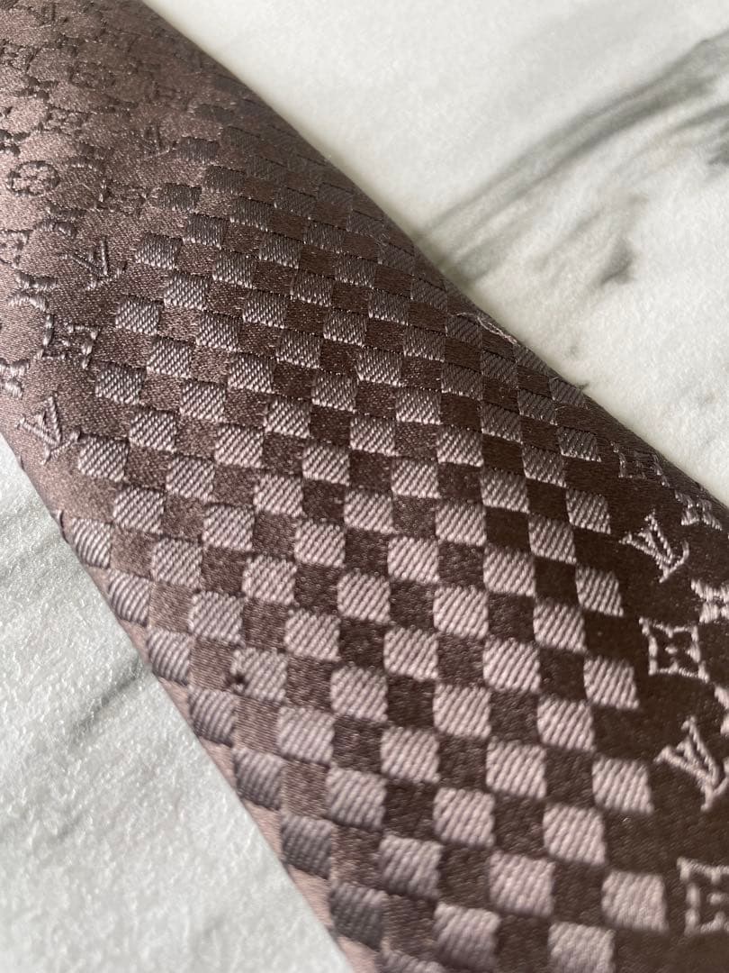 極美品 LOUIS VUITTON ジャガード ミックスモノグラム ネクタイ 茶