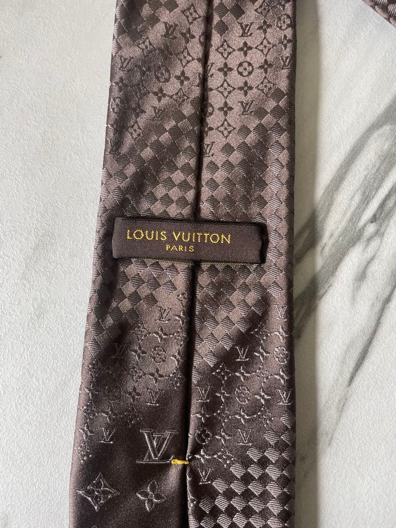 極美品 LOUIS VUITTON ジャガード ミックスモノグラム ネクタイ 茶