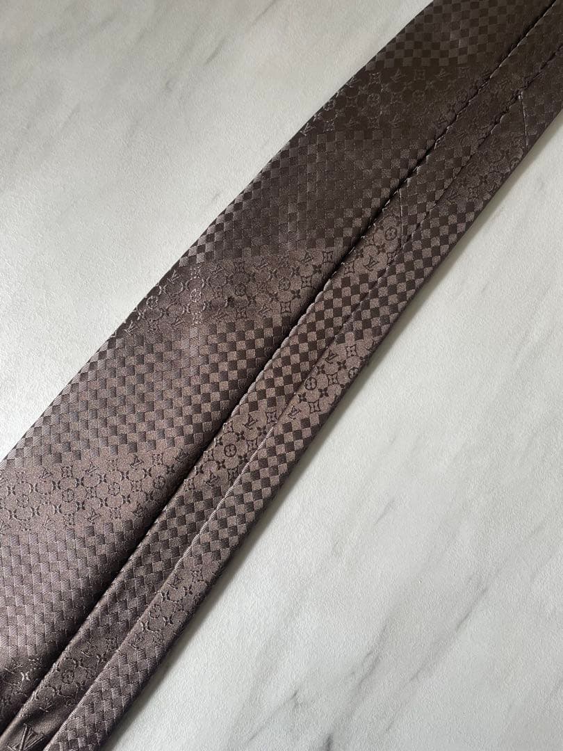 極美品 LOUIS VUITTON ジャガード ミックスモノグラム ネクタイ 茶