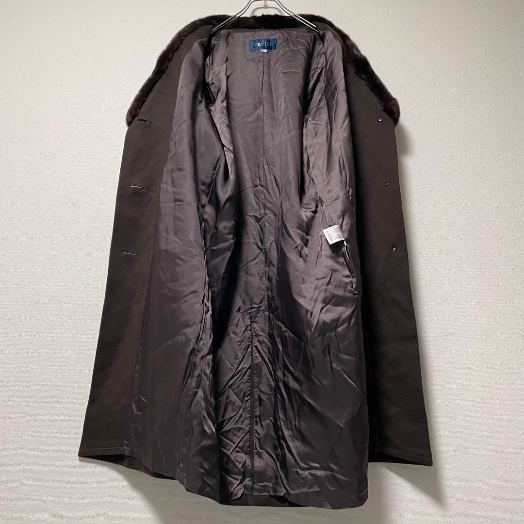 【極上の肌触り】ファーロングコート カシミヤ100 ミンク タグ付き Aライン