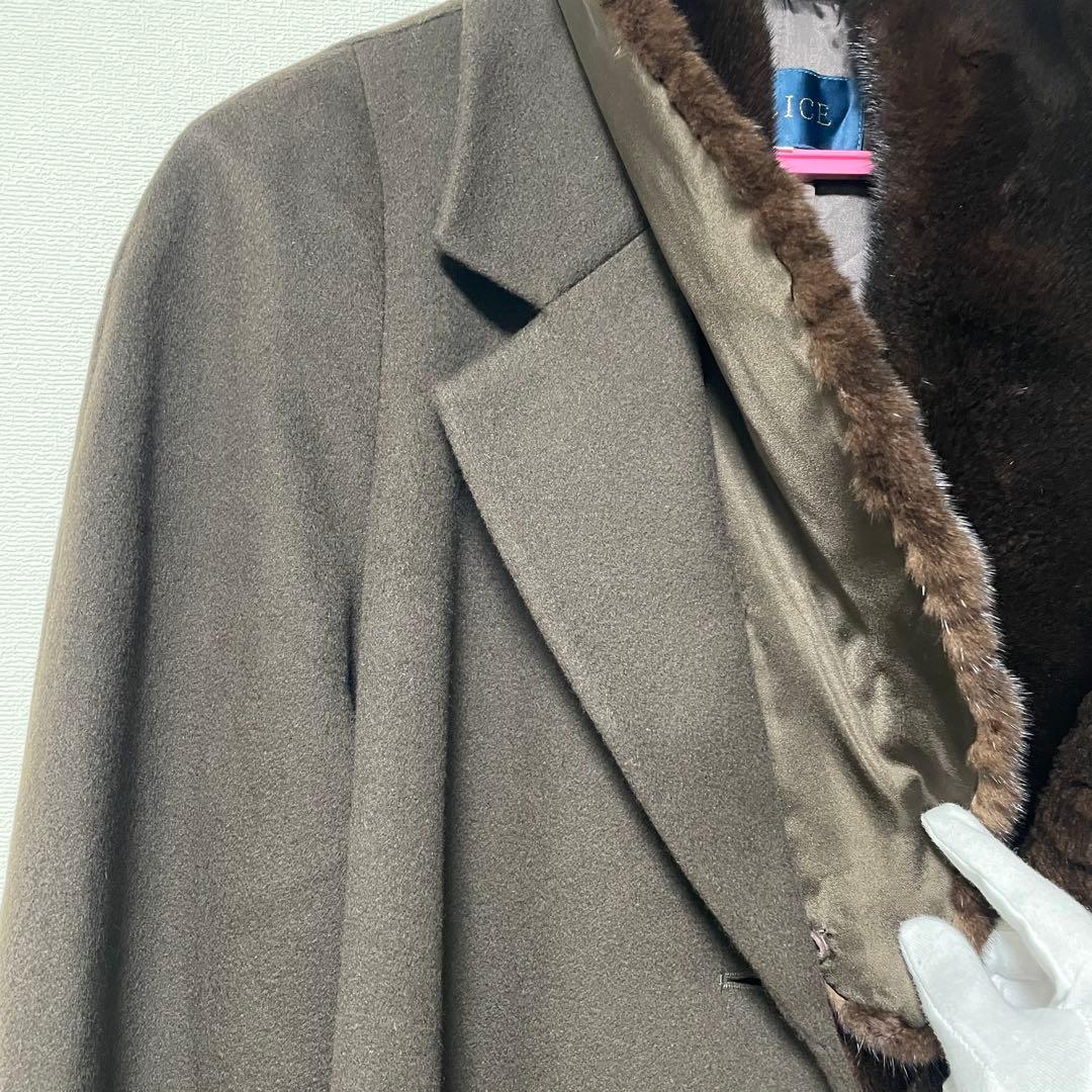 【極上の肌触り】ファーロングコート カシミヤ100 ミンク タグ付き Aライン