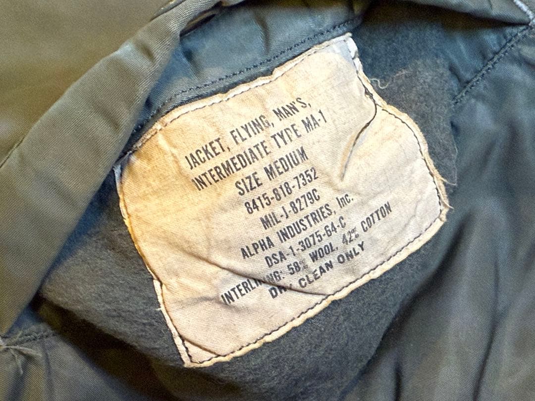 ★米軍実物60s USAF MA-1 CタイプALPHA社製 サイズMEDIUM