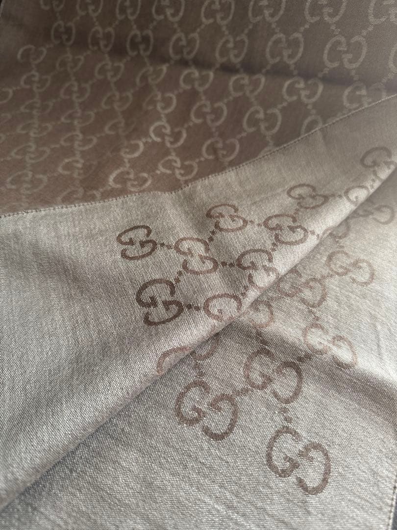 GUCCI GGロゴマフラー グレー ブラウン　新品未使用