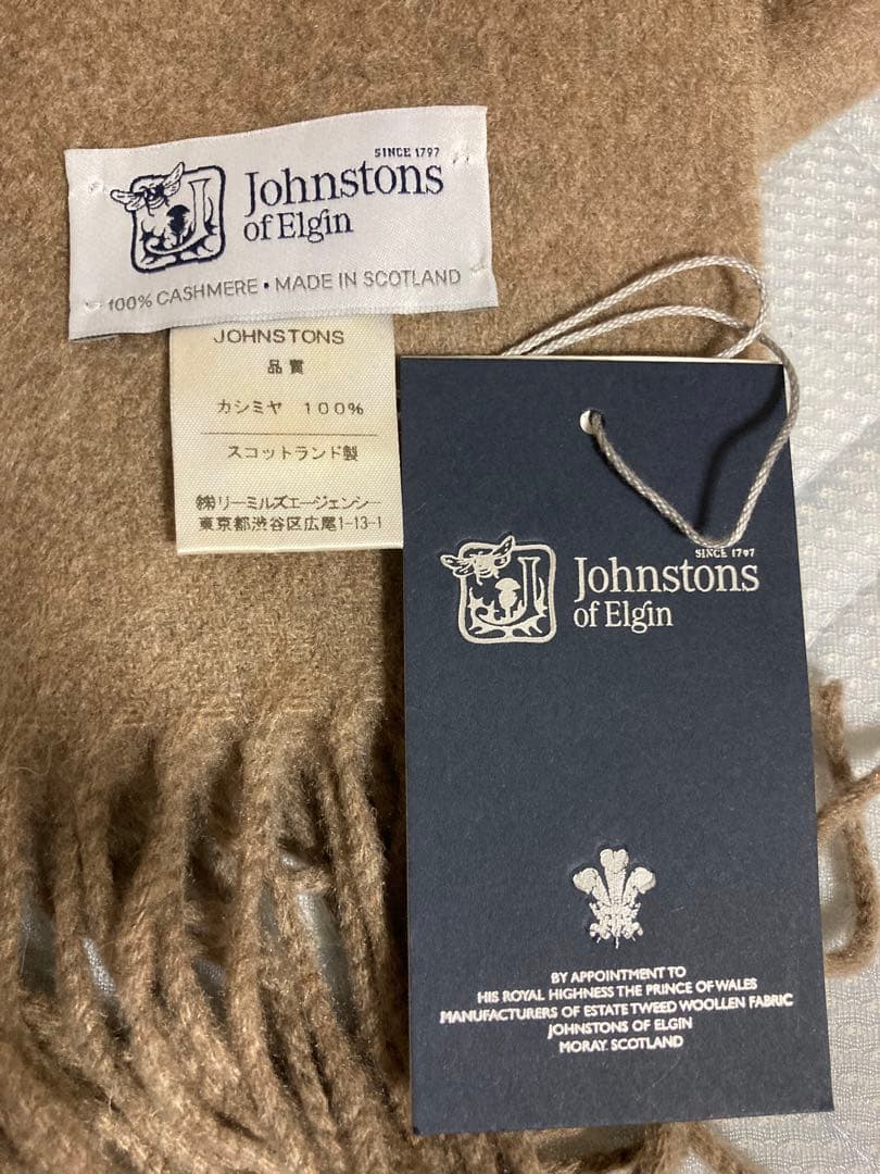 Johnstons of Elgin カシミヤマフラー 中判　正規代理店タグ付き
