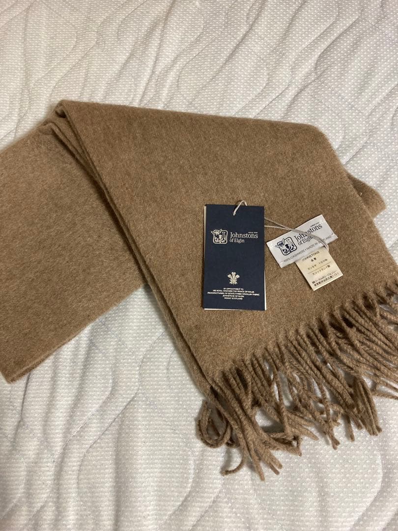 Johnstons of Elgin カシミヤマフラー 中判　正規代理店タグ付き