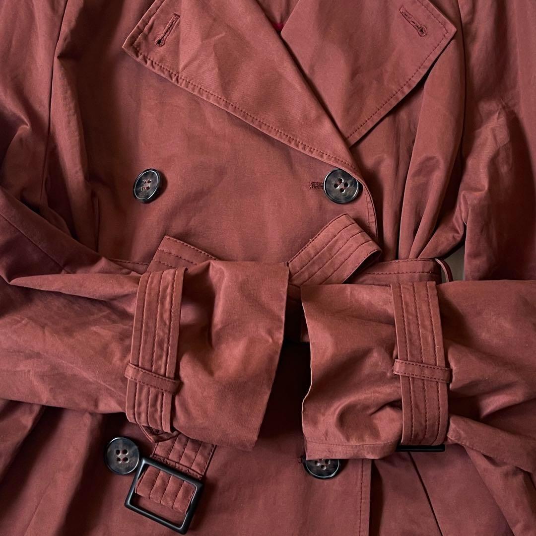 マックスマーラ トレンチコート ロング丈 ベルト レッドブラウン 着丈110cm