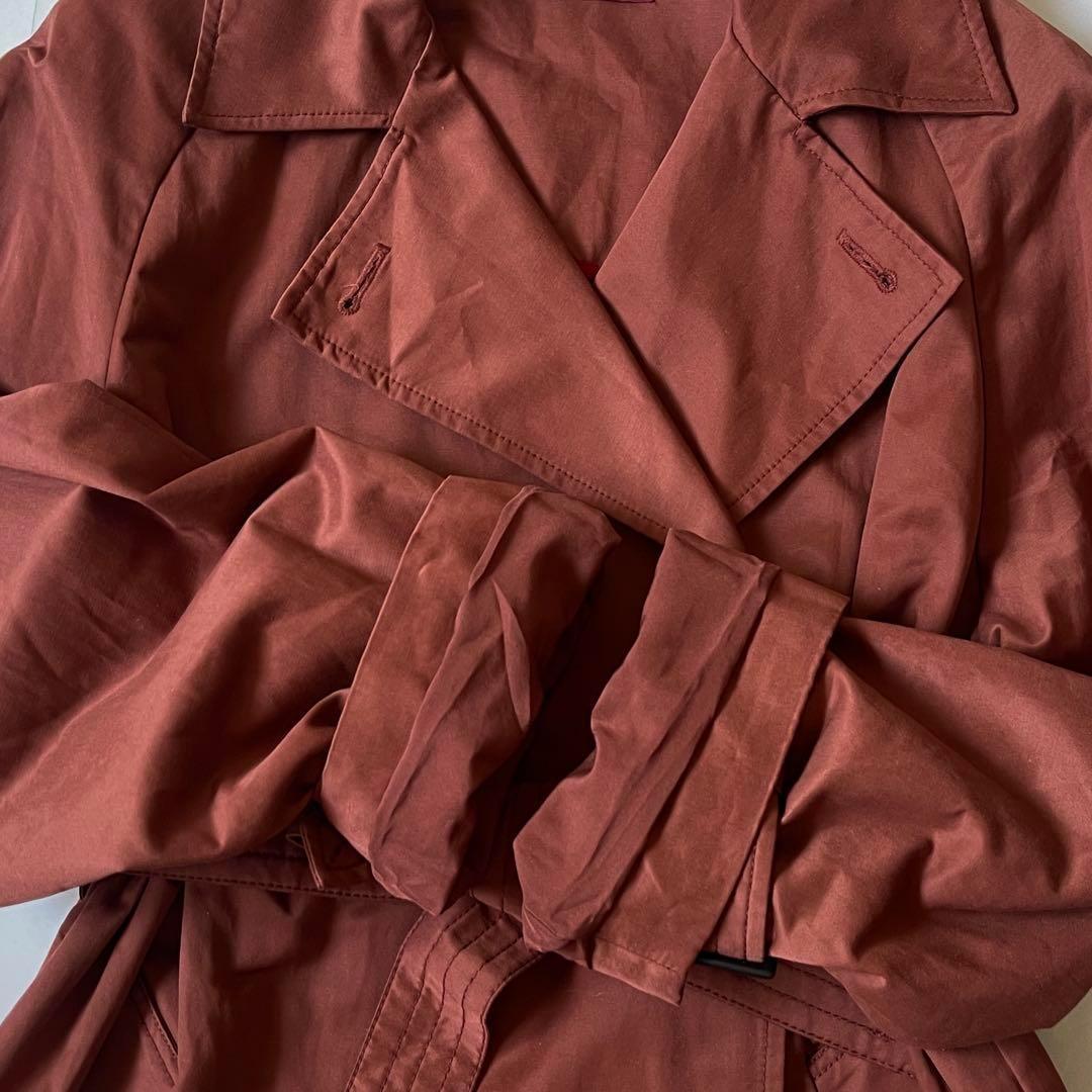 マックスマーラ トレンチコート ロング丈 ベルト レッドブラウン 着丈110cm