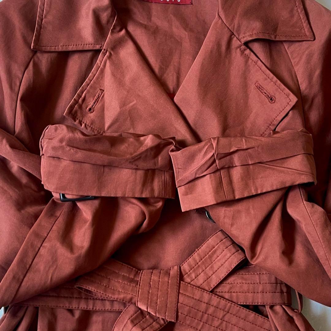 マックスマーラ トレンチコート ロング丈 ベルト レッドブラウン 着丈110cm