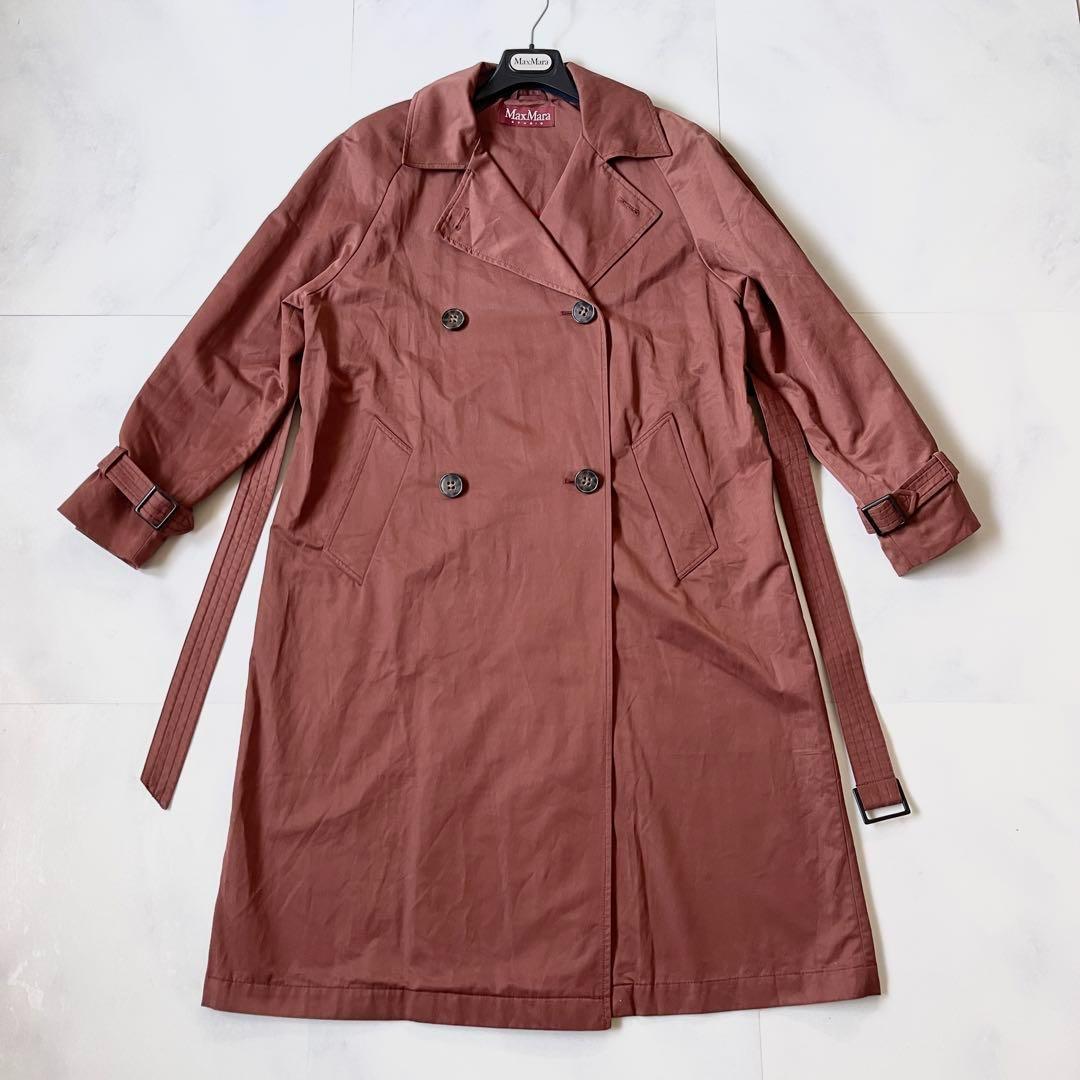 マックスマーラ トレンチコート ロング丈 ベルト レッドブラウン 着丈110cm