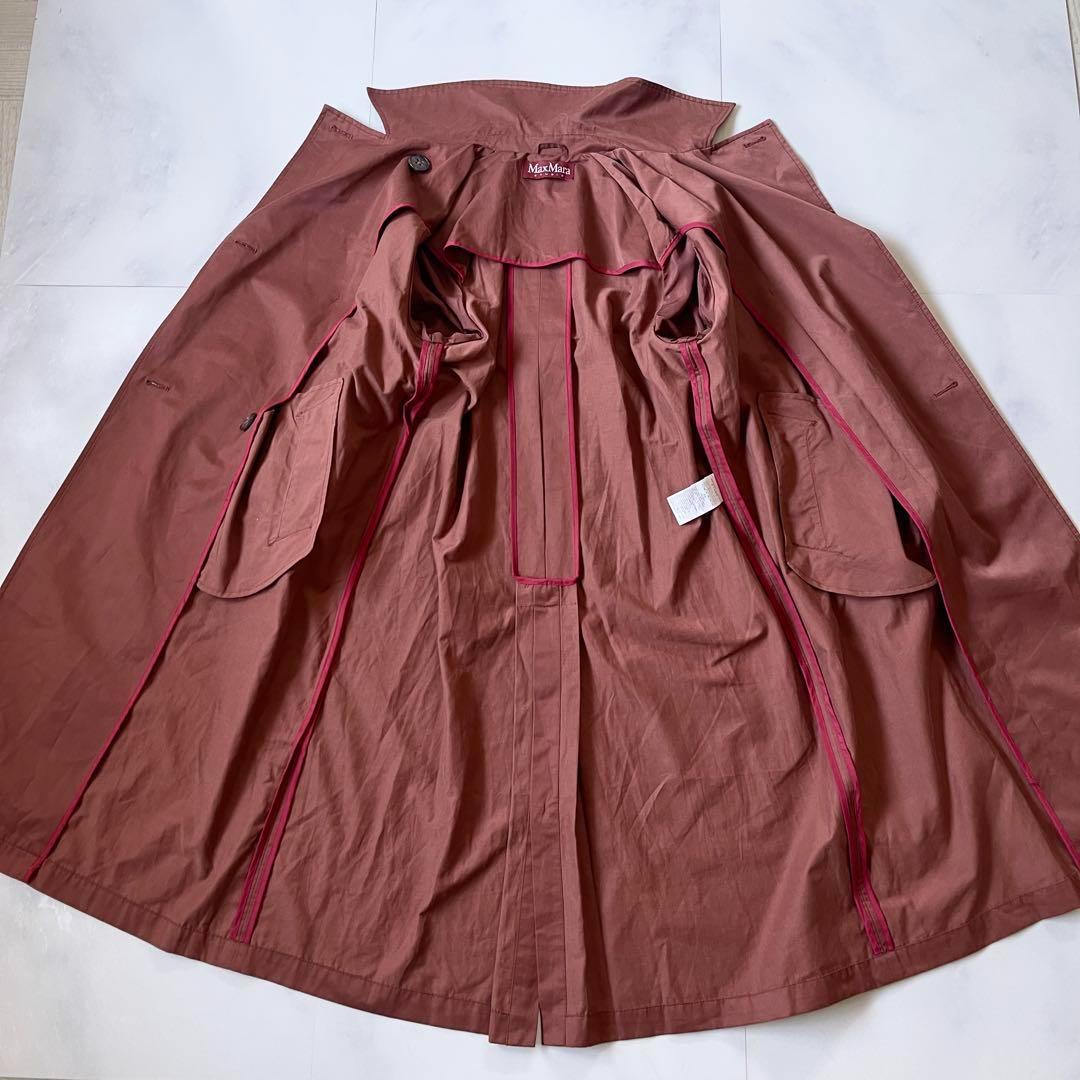 マックスマーラ トレンチコート ロング丈 ベルト レッドブラウン 着丈110cm