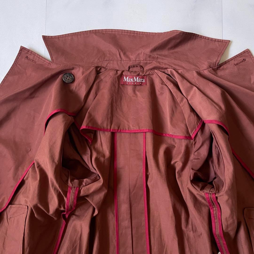 マックスマーラ トレンチコート ロング丈 ベルト レッドブラウン 着丈110cm