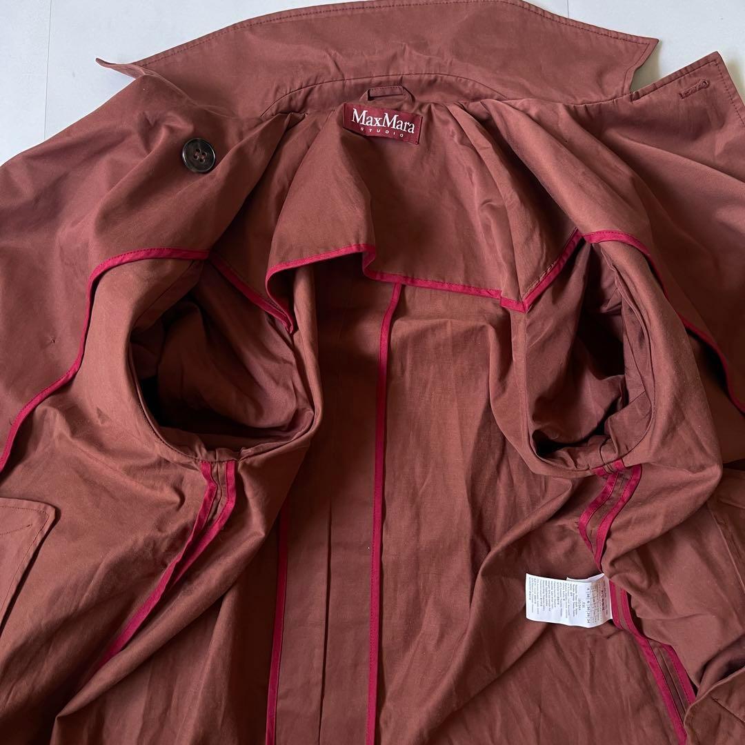 マックスマーラ トレンチコート ロング丈 ベルト レッドブラウン 着丈110cm