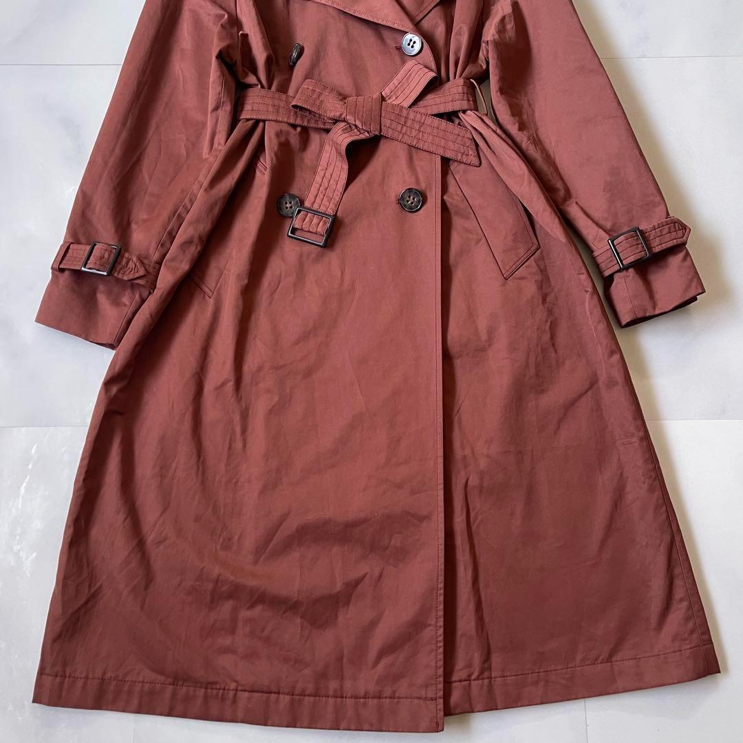 マックスマーラ トレンチコート ロング丈 ベルト レッドブラウン 着丈110cm