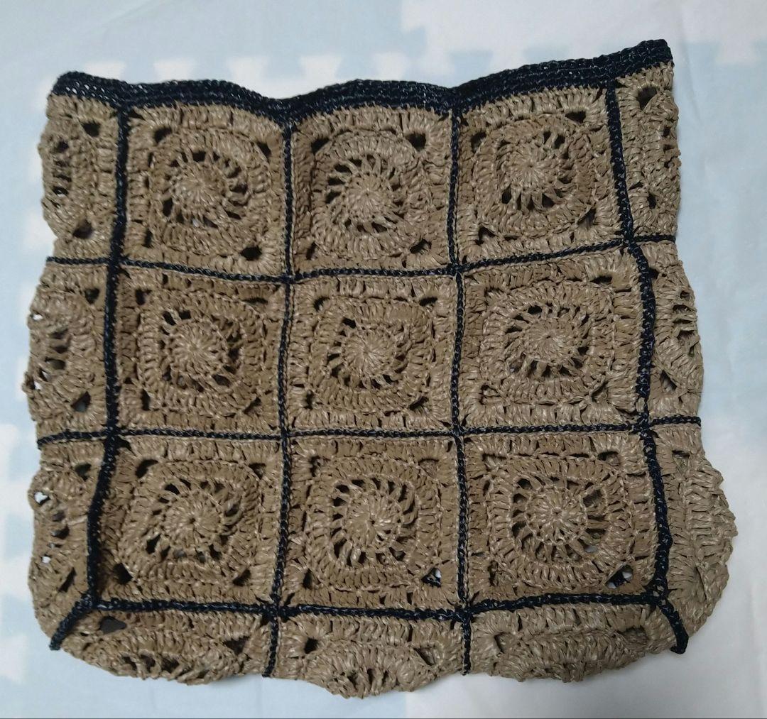 グラニースクエアモチーフ ラフィアモチーフトートバック