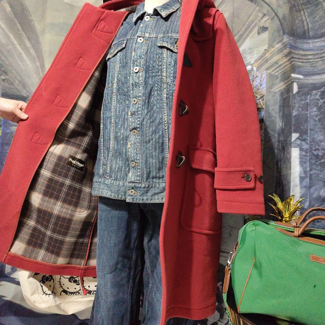 paul stuart　美品　 朱色ダッフルコート トグルボタン付き
