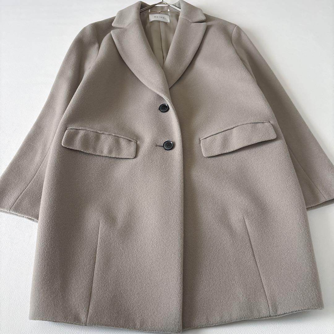 BEIGE, ウールカシミヤ混 チェスターコート グレー 4 ゆったり