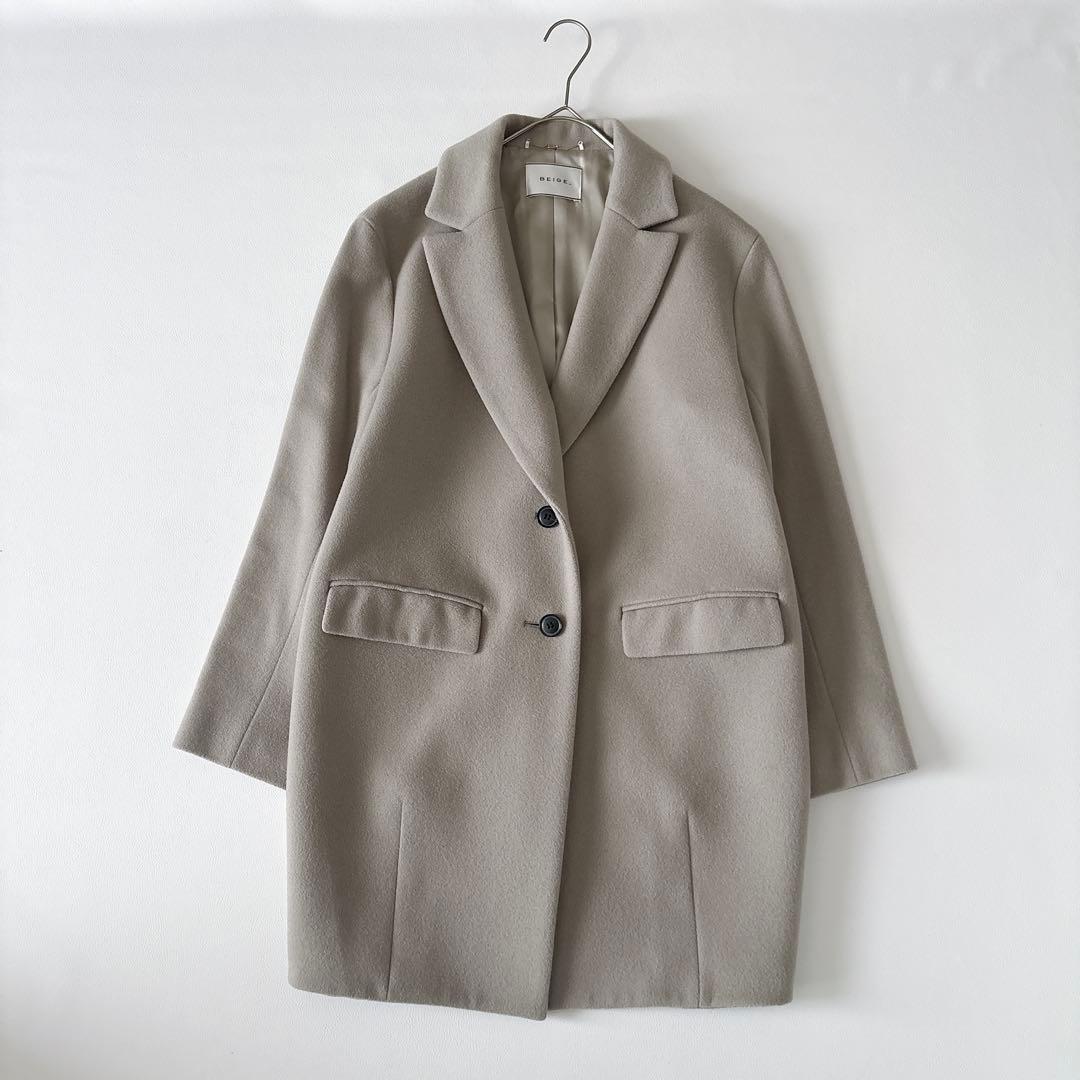 BEIGE, ウールカシミヤ混 チェスターコート グレー 4 ゆったり