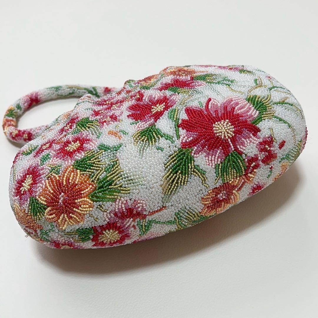 【未使用品】和装小物　和装用バッグ 総ビーズ刺繍 花柄