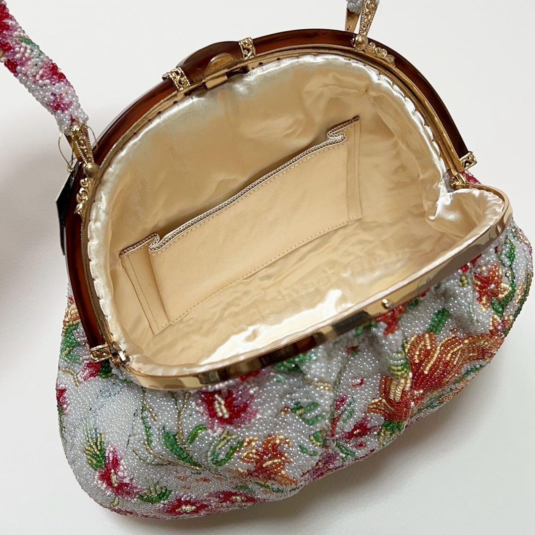 【未使用品】和装小物　和装用バッグ 総ビーズ刺繍 花柄