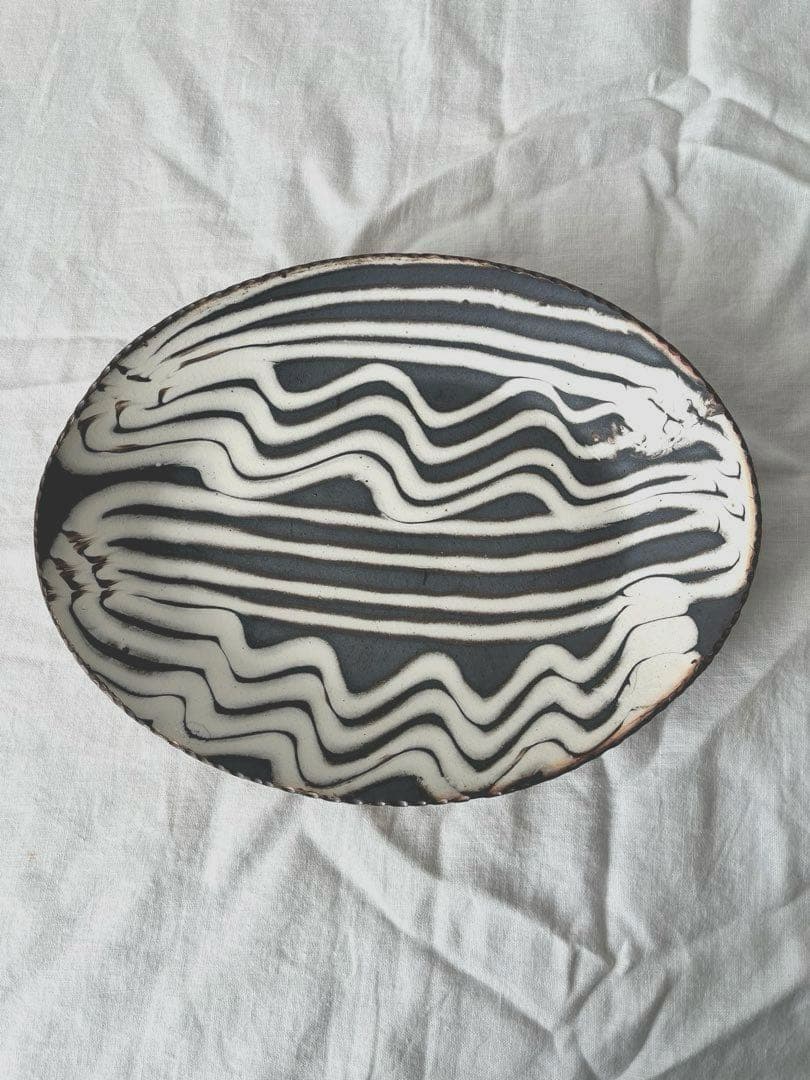 十場天神　つくも窯　スリップウェア　オーバル皿