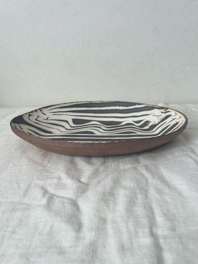 十場天神　つくも窯　スリップウェア　オーバル皿