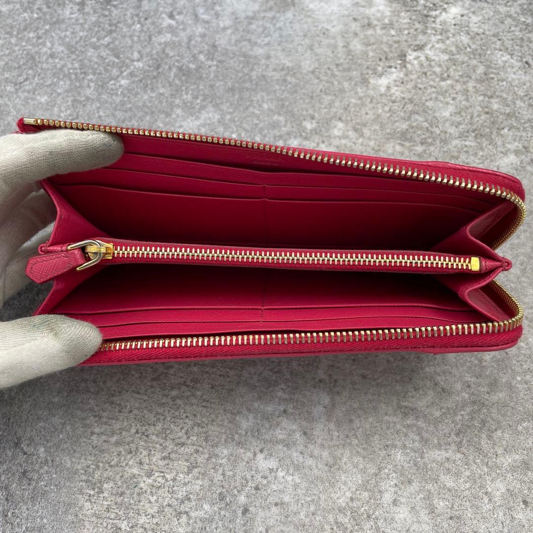 【美品】PRADA プラダ 長財布 ジッピー サフィアーノ ピンク レザー
