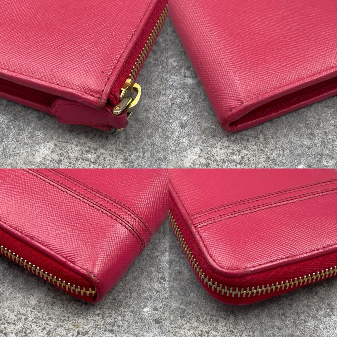 【美品】PRADA プラダ 長財布 ジッピー サフィアーノ ピンク レザー