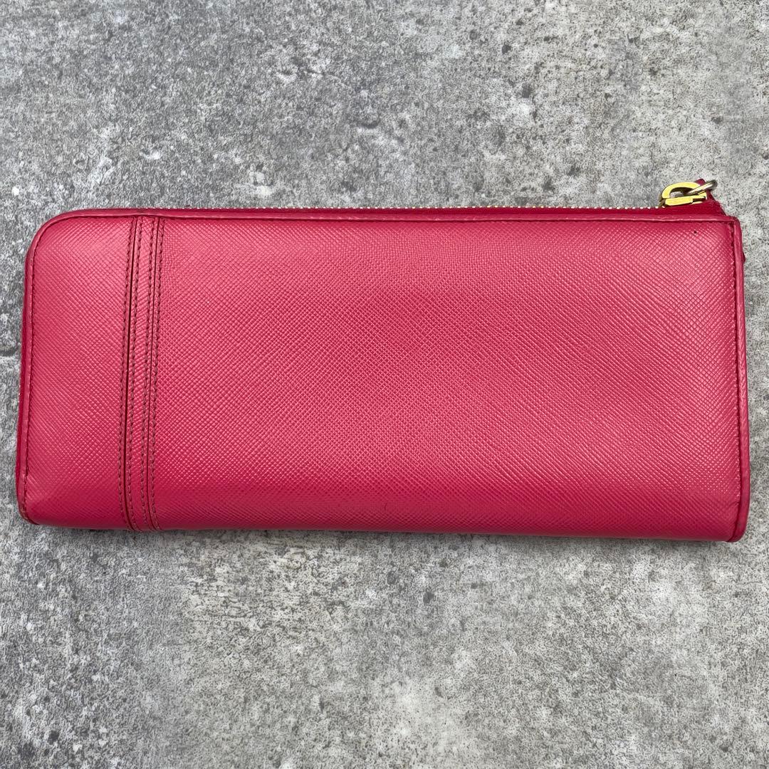 【美品】PRADA プラダ 長財布 ジッピー サフィアーノ ピンク レザー