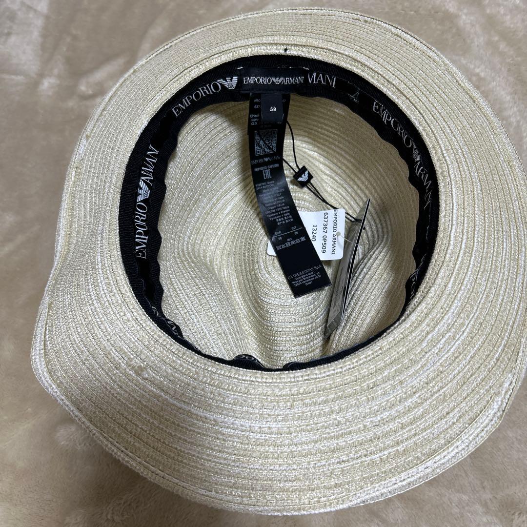 定価27000 EMPORIO ARMANI 麦わら帽子 ユニセックス 58