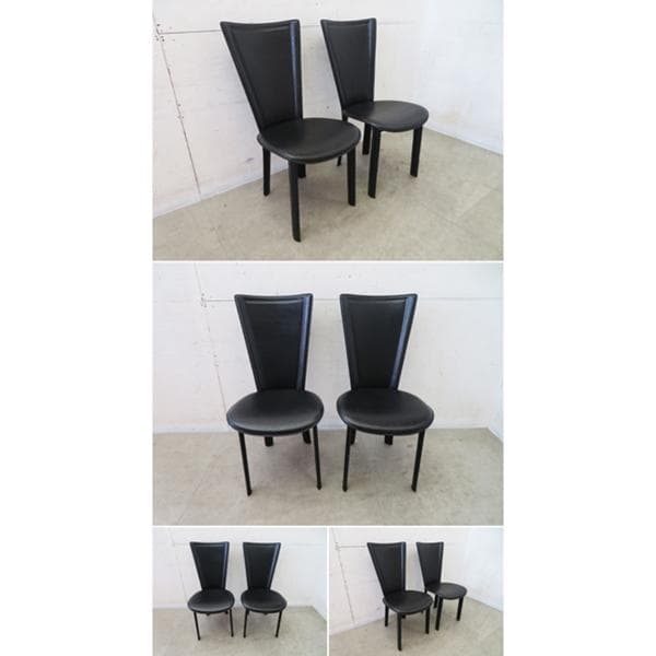 美品■IDC大塚家具■8303C■本革■ダイニングチェア■2脚セット■ブラック■