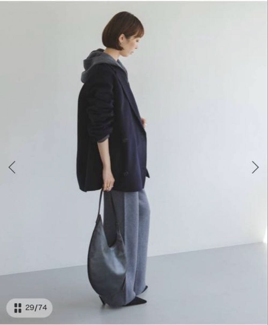 【未使用・タグ付】Super160sチェスターミドルコート/ネイビー