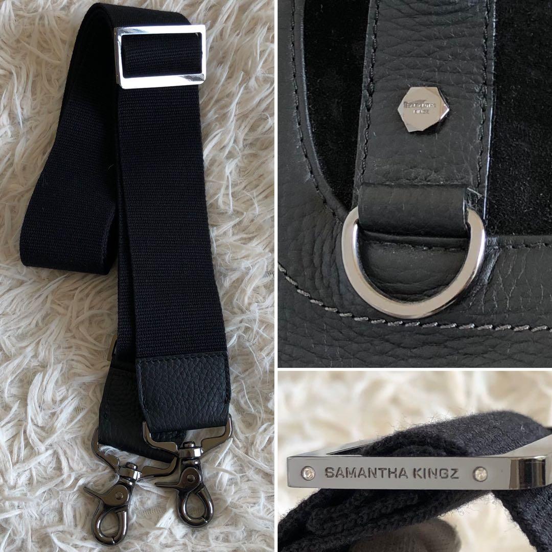 【大容量 2way】サマンサキングズ　ボストンバッグ　黒　スカル　本革　スエード