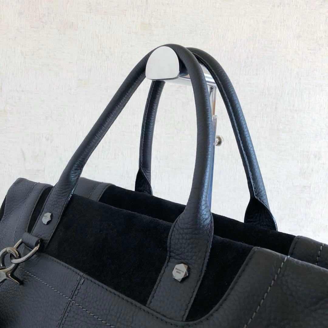 【大容量 2way】サマンサキングズ　ボストンバッグ　黒　スカル　本革　スエード