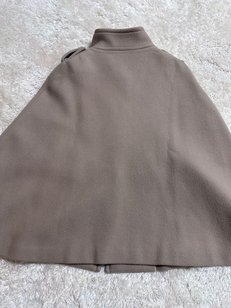 【美品】ドゥーズィエムクラス/ラクラス　ケープポンチョマントウールコートベージュ