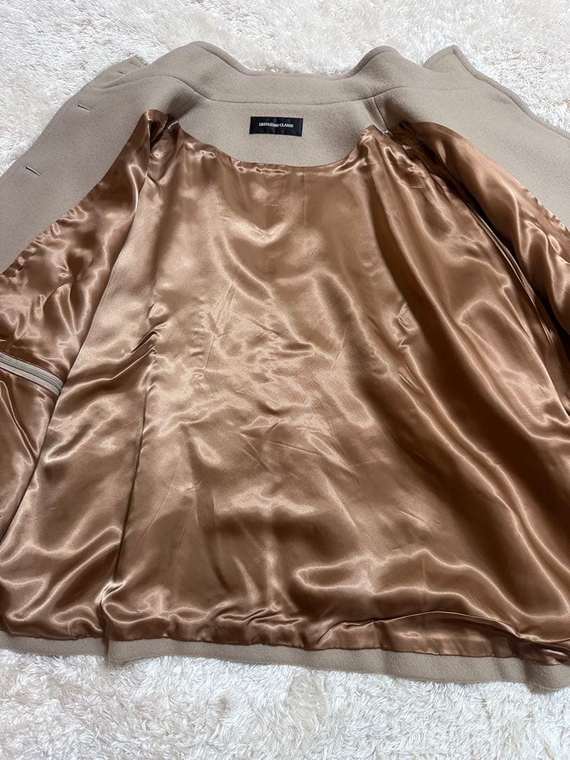 【美品】ドゥーズィエムクラス/ラクラス　ケープポンチョマントウールコートベージュ