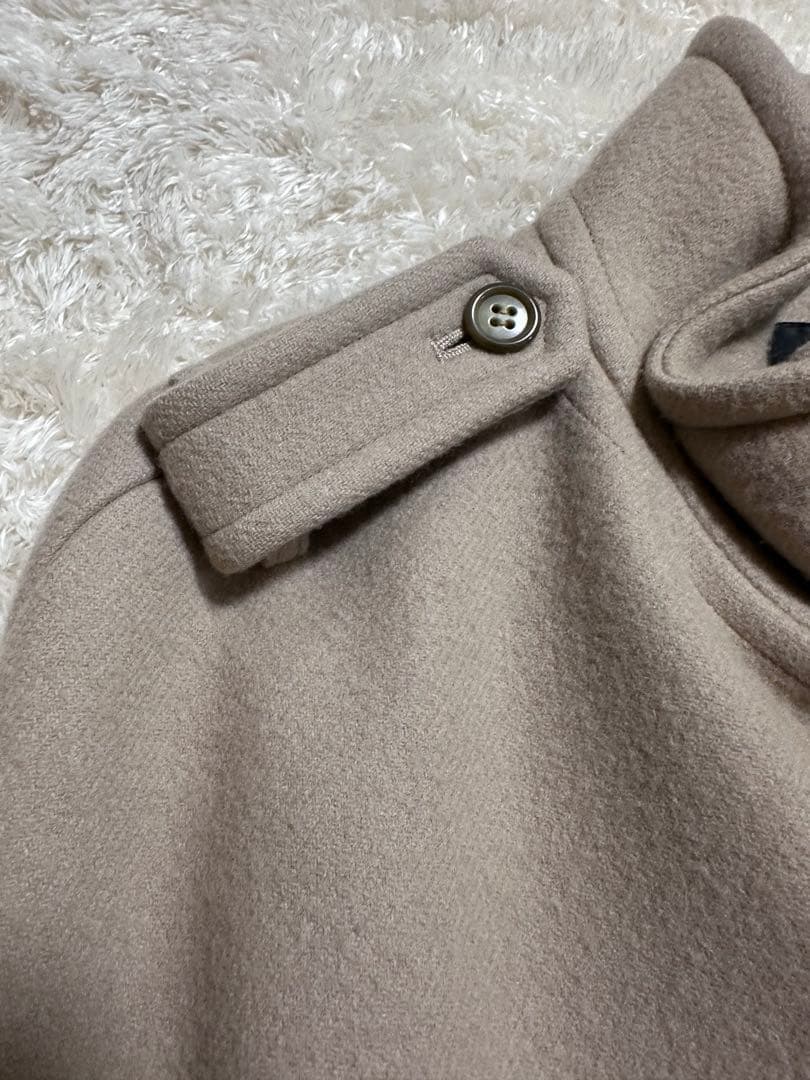 【美品】ドゥーズィエムクラス/ラクラス　ケープポンチョマントウールコートベージュ