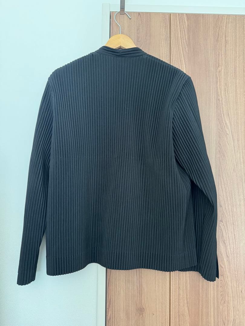 美品 HOMME PLISSE ノーカラージャケット 3 ブラック