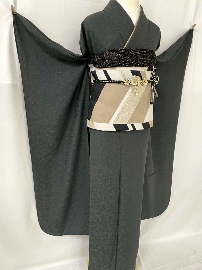 売約済み【WA-Modern】★★正絹　紋意匠　無地振袖　7点フルセット★★