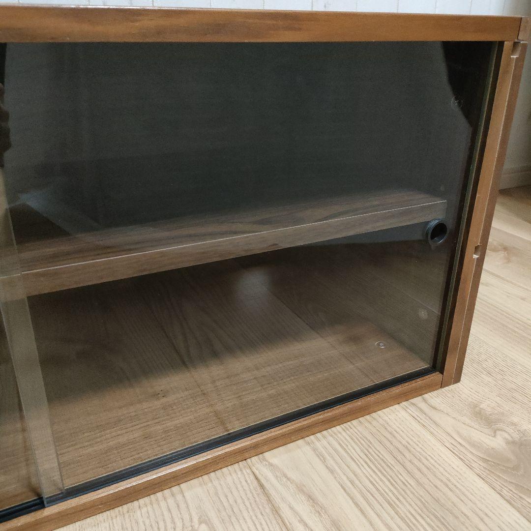 無印良品 スチールユニットシェルフ用・ボックス・ガラス引き戸・ウォールナット