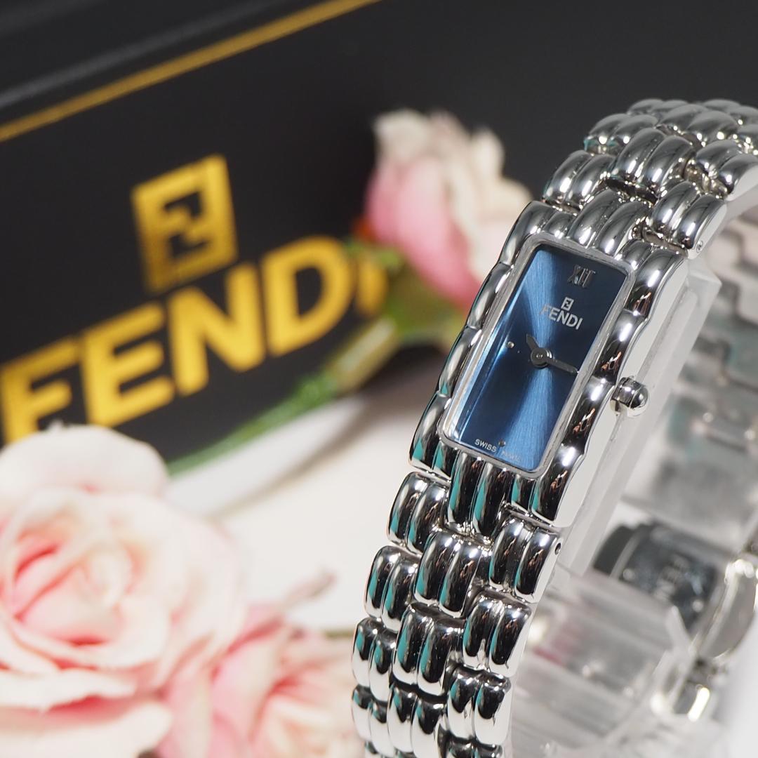 美品 フェンディ FENDI 660L ネイビー文字盤 腕時計 箱 H485