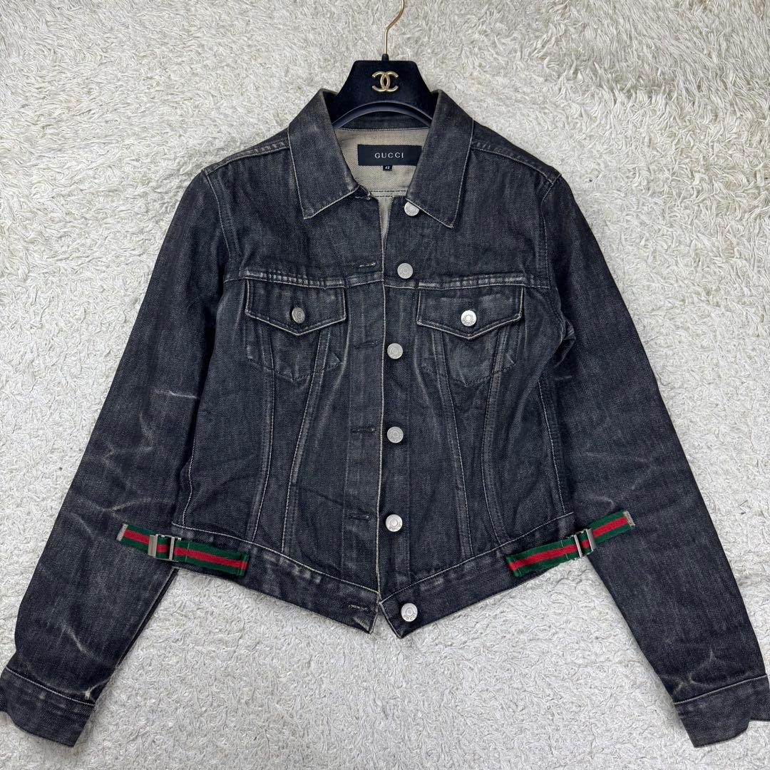 グッチ シェリーライン トムフォード期 デニムジャケット ブラック 42