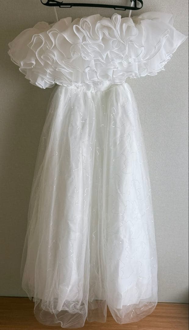 2wayフリルオフショルダーウェディングドレス