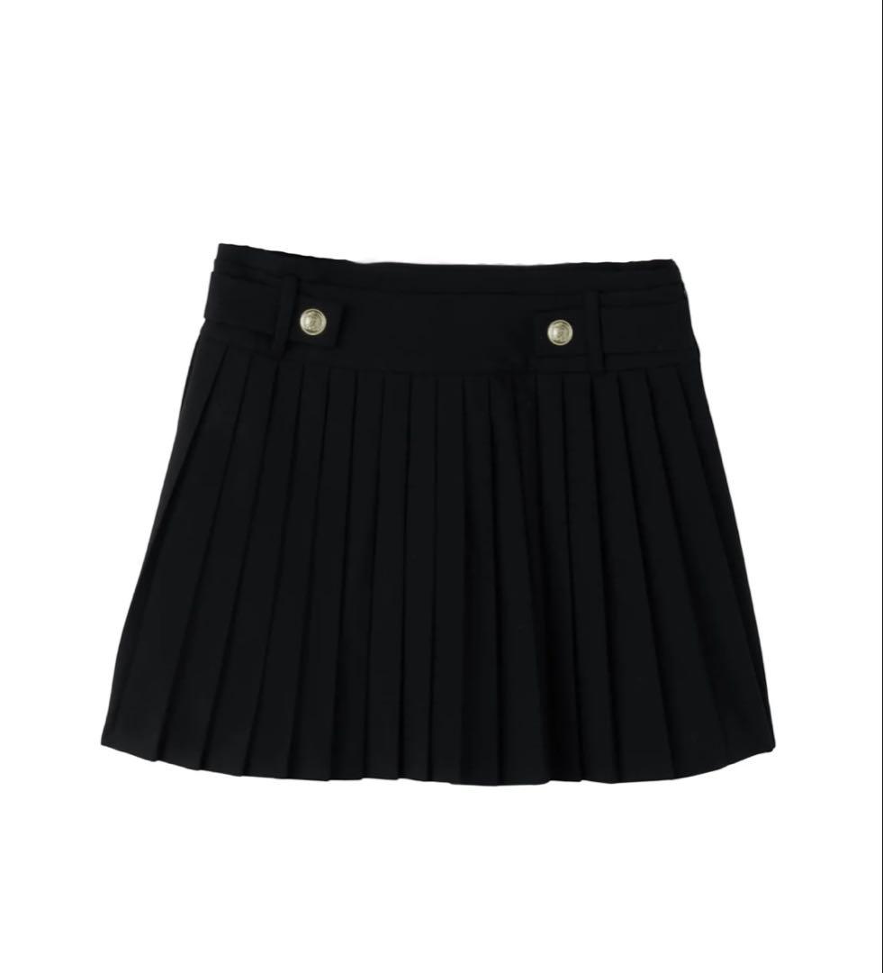 黒のプリーツミニスカート　ハーリップトゥ