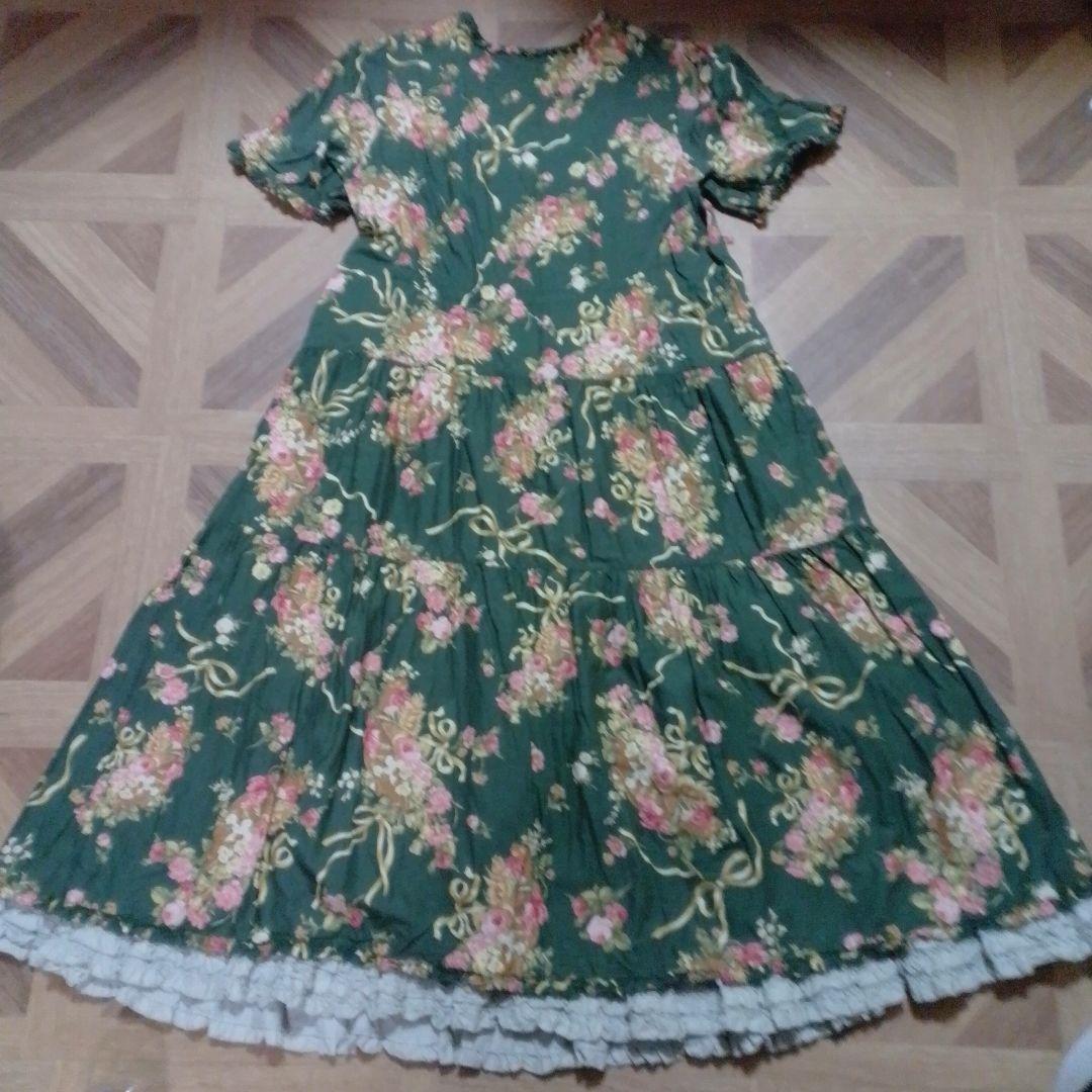 ピンクハウス　花柄　緑色　ワンピース