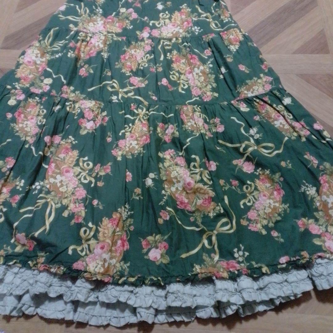 ピンクハウス　花柄　緑色　ワンピース